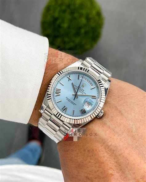 rolex day date platinum ice blue 36|rolex day date platinum baguette.